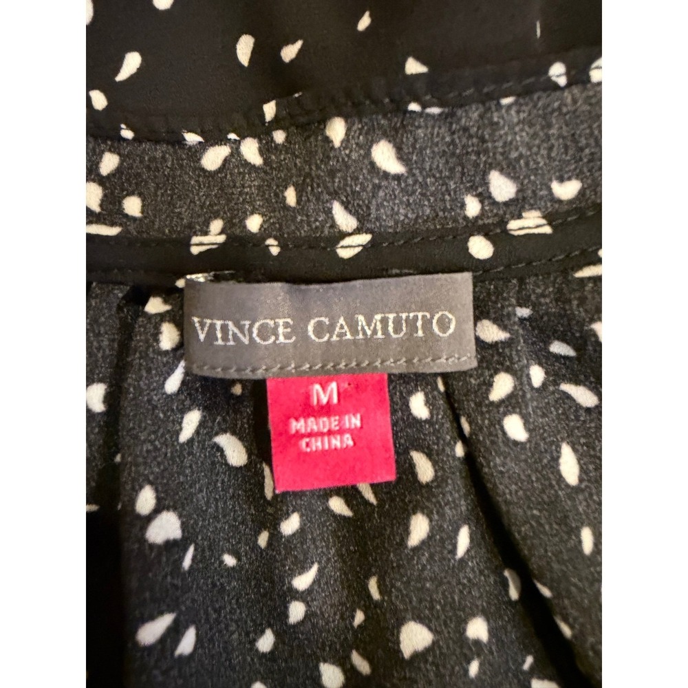 Vince Camuto Womens Blouse Black Size Medium Abstract Print Office Work Casual - Picture 3 of 6